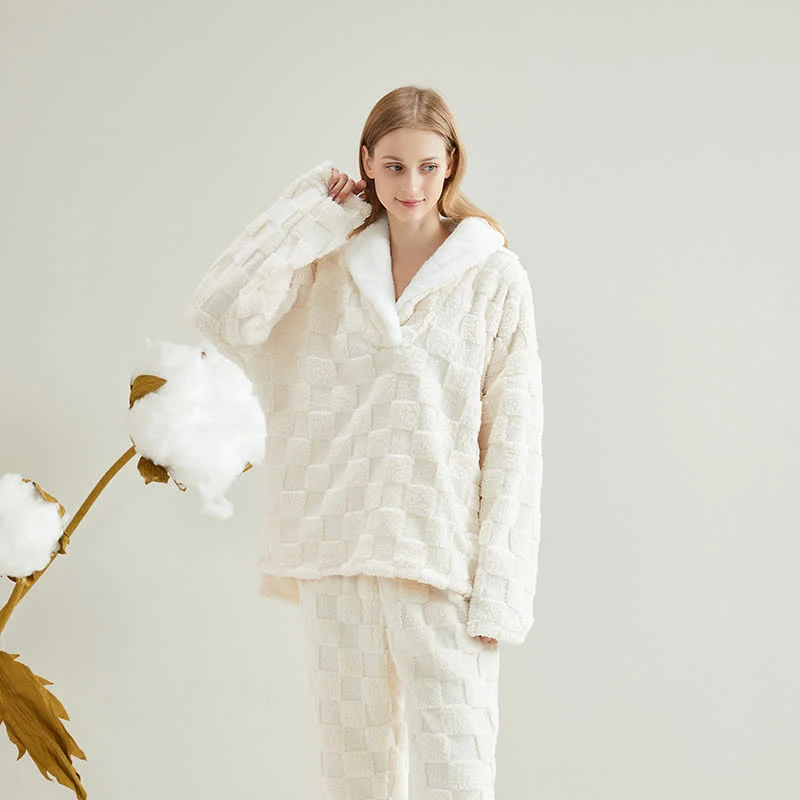 Jacquard-Pyjama-Set aus Fleece mit Schachbrettmuster