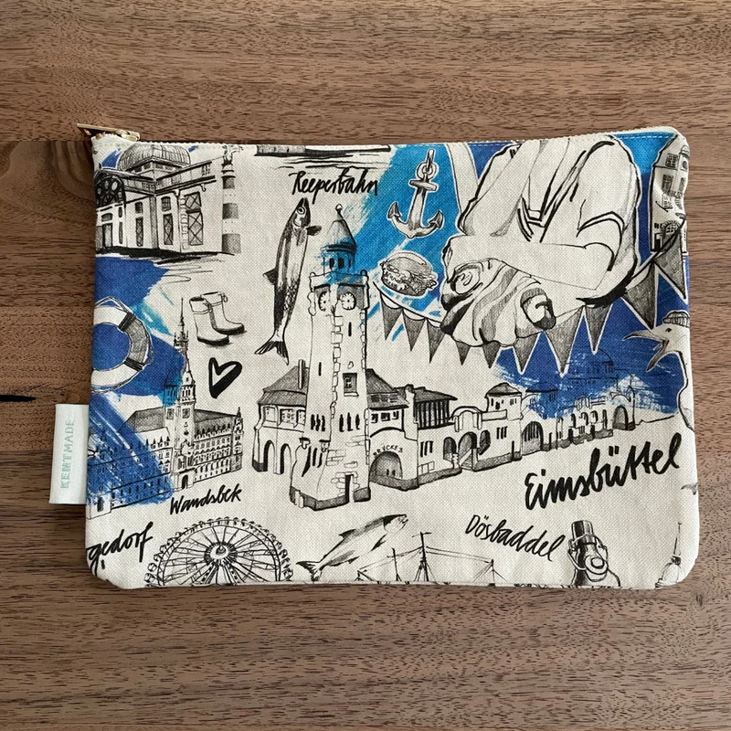 Stylische Zubehörtasche im einzigartigen Hamburgdesign aus 100% Baumwolle