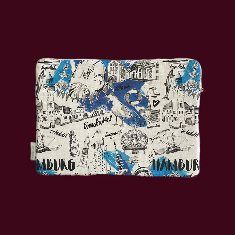 Laptoptasche im beliebten Hamburgdesign aus 100% Baumwolle für 13"/14" Laptops