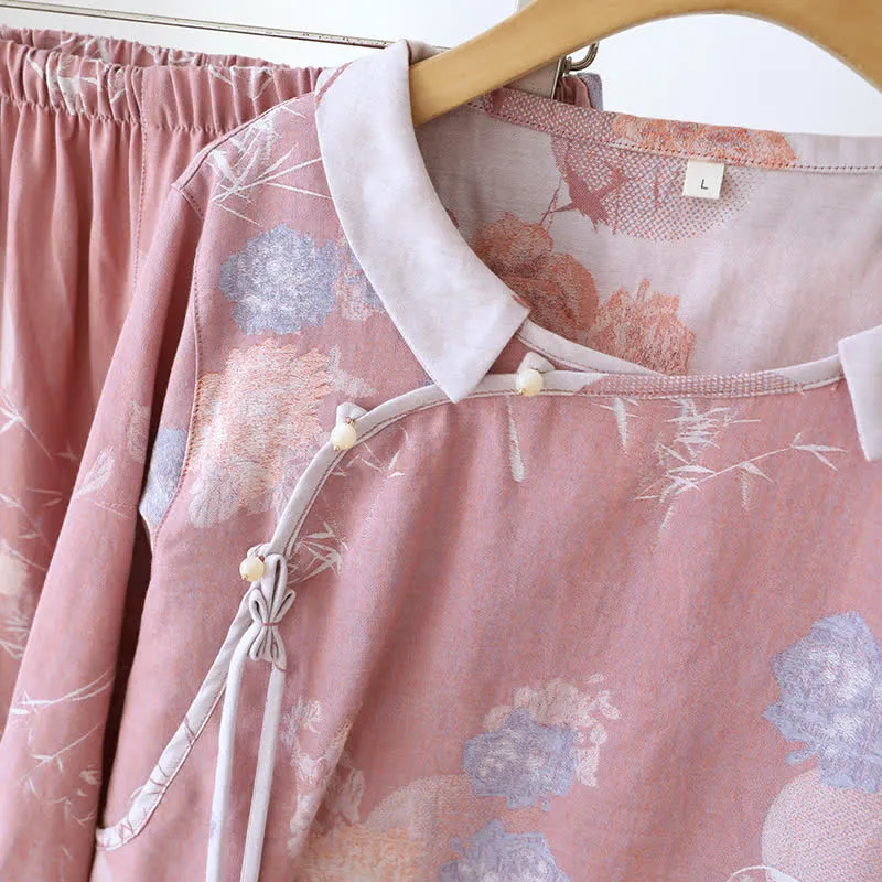Vintage Floral Bambus Baumwolle Pyjama Set