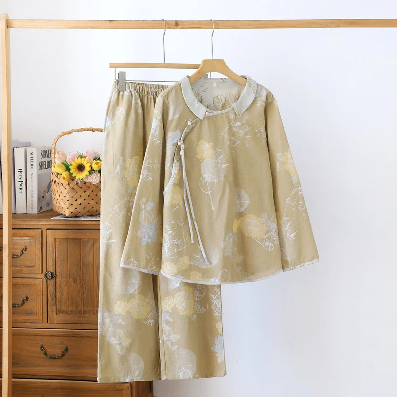 Vintage Floral Bambus Baumwolle Pyjama Set