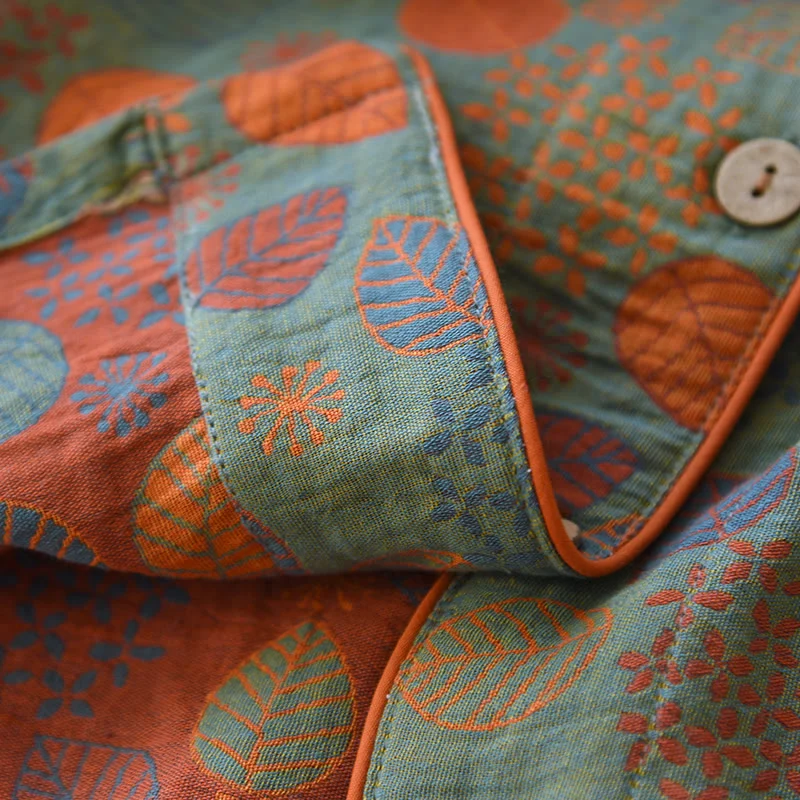 Loungewear-Set aus blattgrünem Baumwollgaze