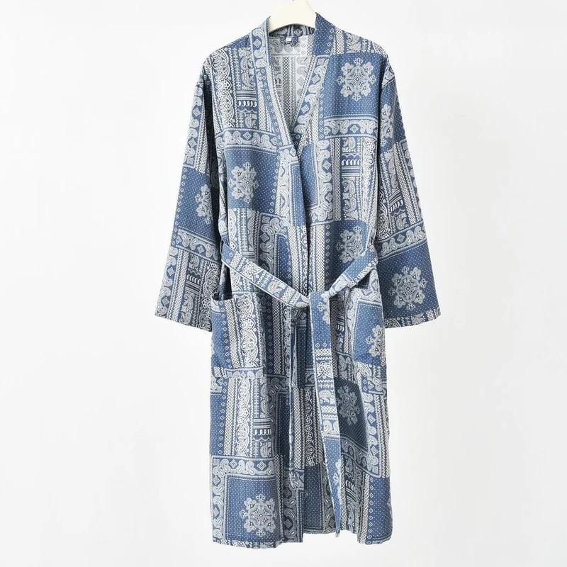Jacquard Vintage Kimono Baumwollgaze Bademantel