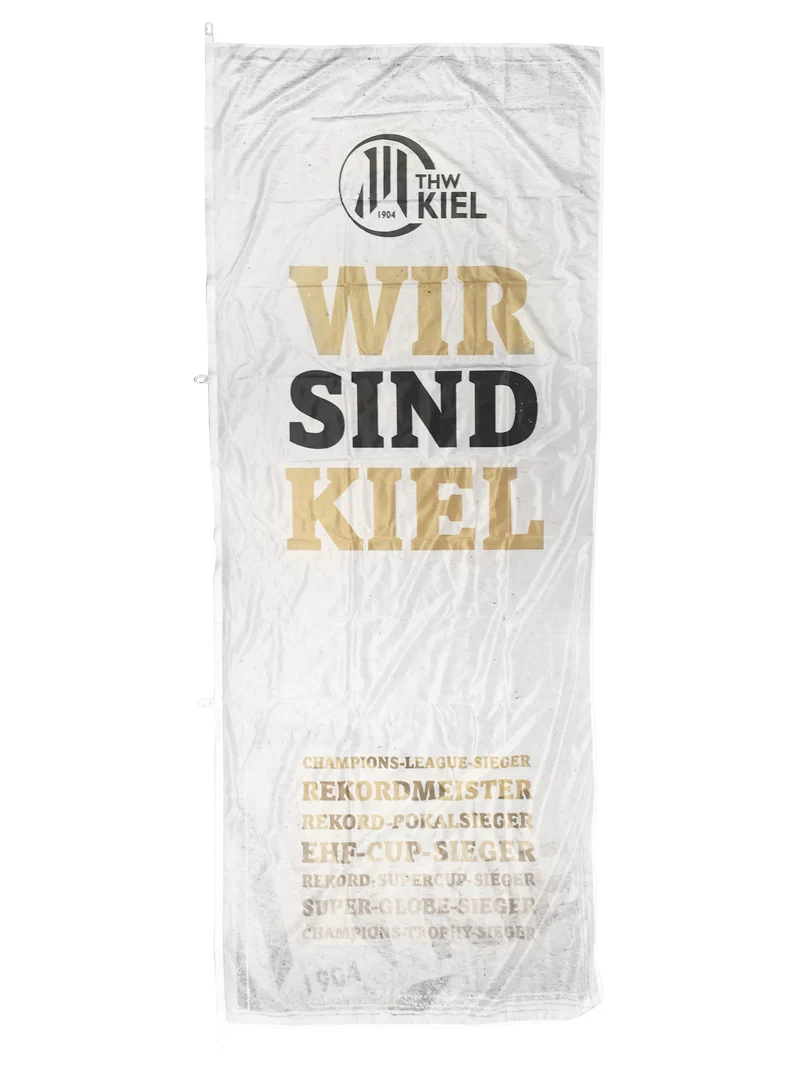 Fahne WIR SIND KIEL/Titel 120 x 300cm weiß