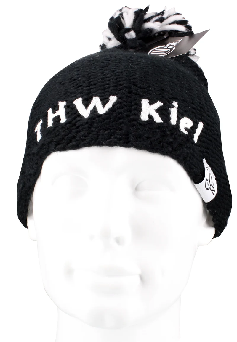 Pudelmütze THW KIEL gestrickt schwarz