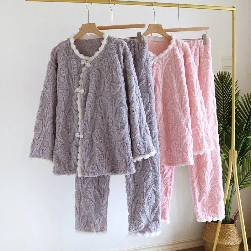 Rural Tulip – Langärmliges Fleece-Pyjama-Set