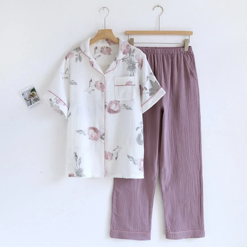 Rose Kurzarm Sommer Loungewear Set