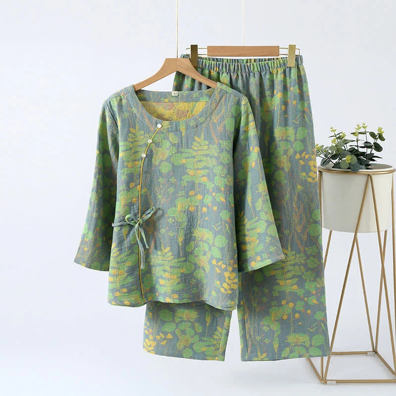 Baumwollgaze Vintage Retro Loungewear Set