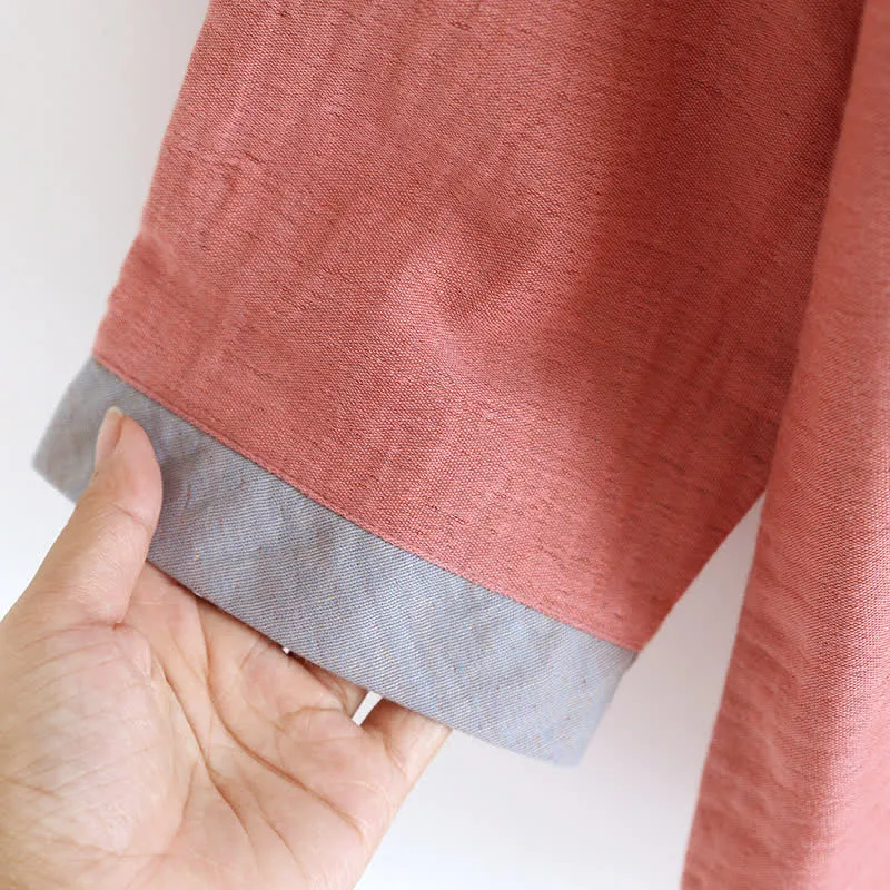 Doppellagiges Pyjama-Set aus Baumwollgaze mit Farbblockdesign