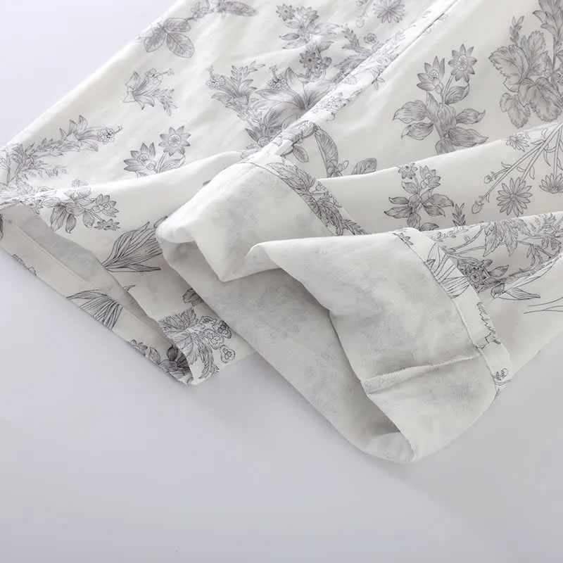 Pyjama-Set aus Baumwolle mit Blumenmuster und Dreiviertelärmeln