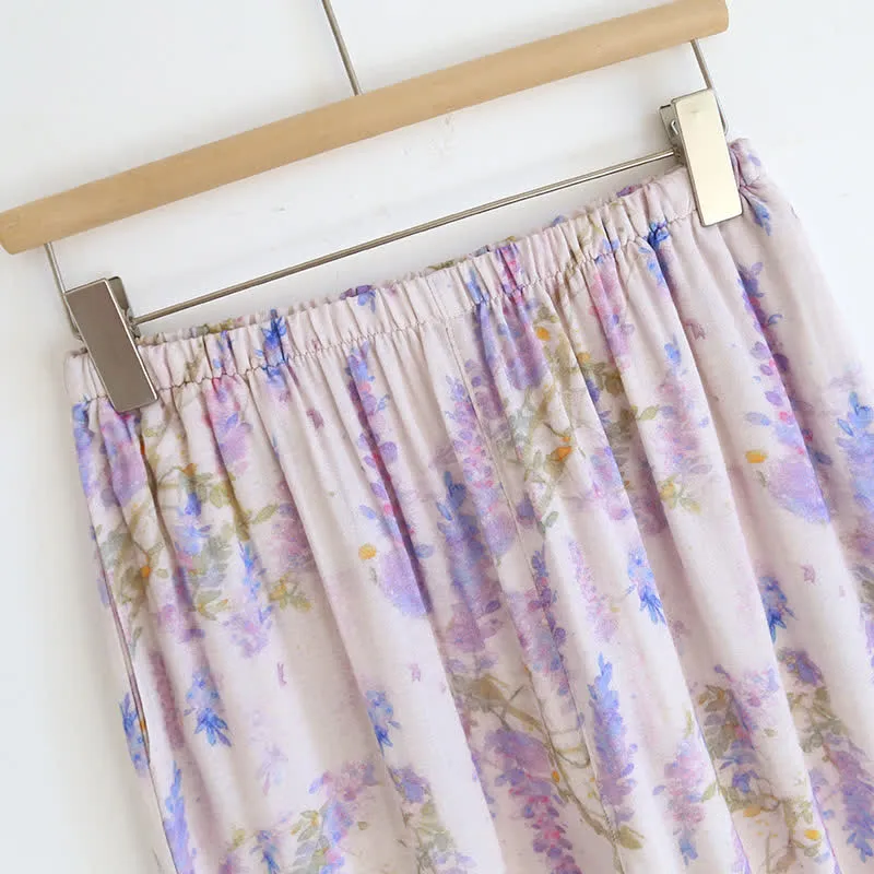 Ländliches Wisteria-Pyjama-Set aus Bambusfaser