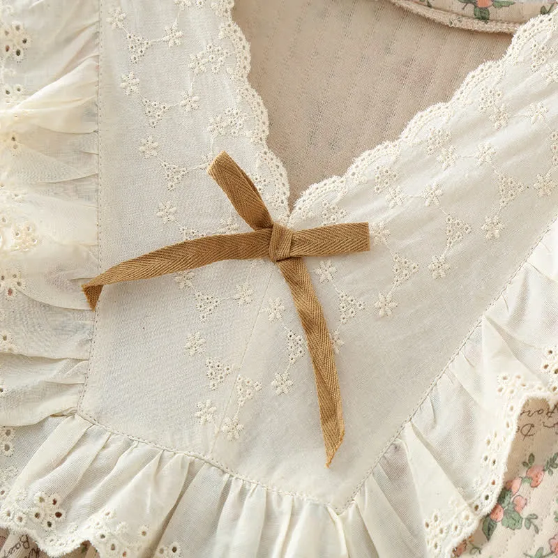 Loungewear-Set aus Baumwolle im Vintage-Rosengarten-Stil