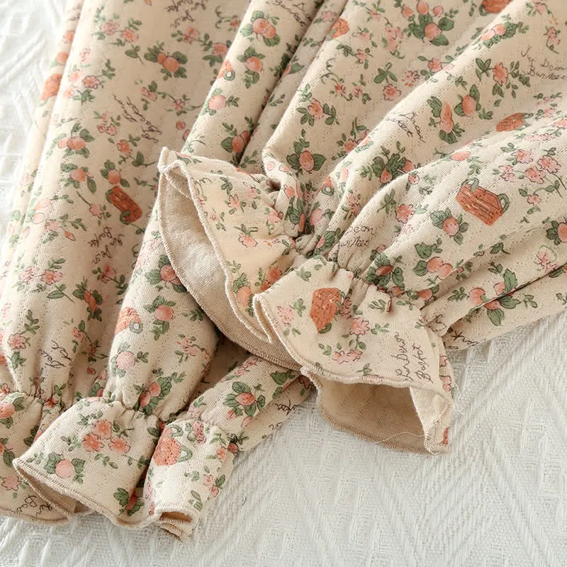 Loungewear-Set aus Baumwolle im Vintage-Rosengarten-Stil