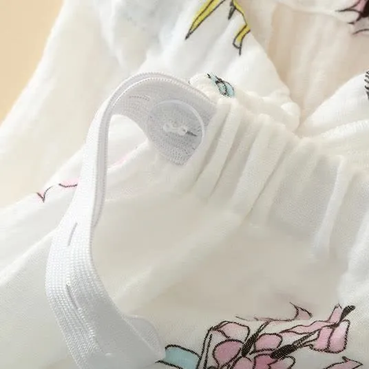 Pyjama-Set aus Baumwollgaze mit Kimono und Blumenmuster