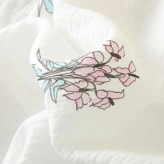 Pyjama-Set aus Baumwollgaze mit Kimono und Blumenmuster