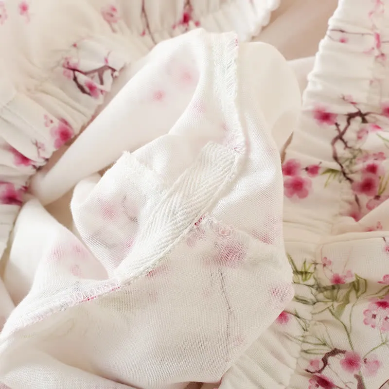 Pyjama-Set aus Bambus-Baumwolle mit Vintage-Pflaumenblüten-Print
