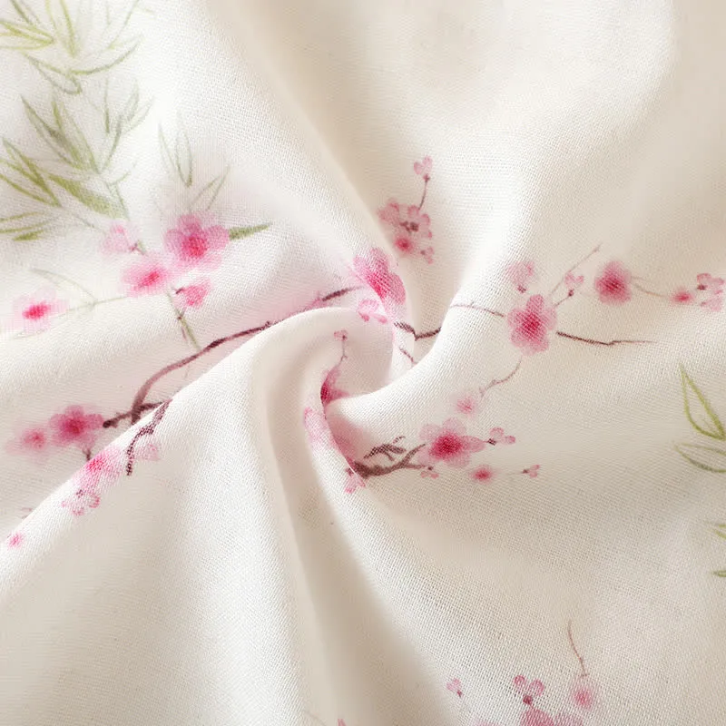 Pyjama-Set aus Bambus-Baumwolle mit Vintage-Pflaumenblüten-Print