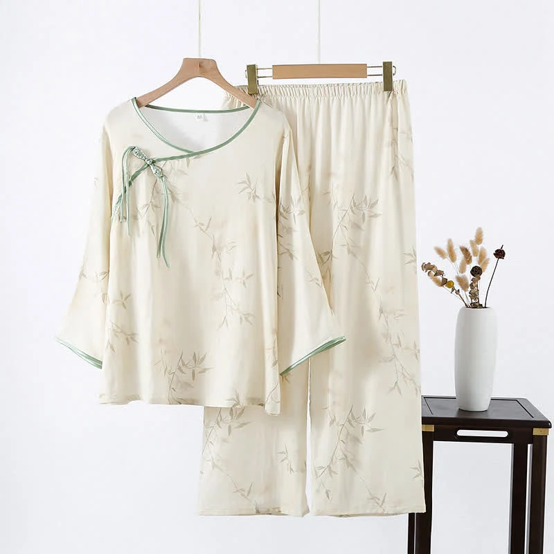 Pyjama-Set aus Bambusfaser mit Vintage-Bambusdruck