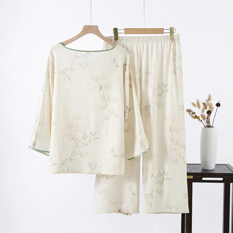 Pyjama-Set aus Bambusfaser mit Vintage-Bambusdruck