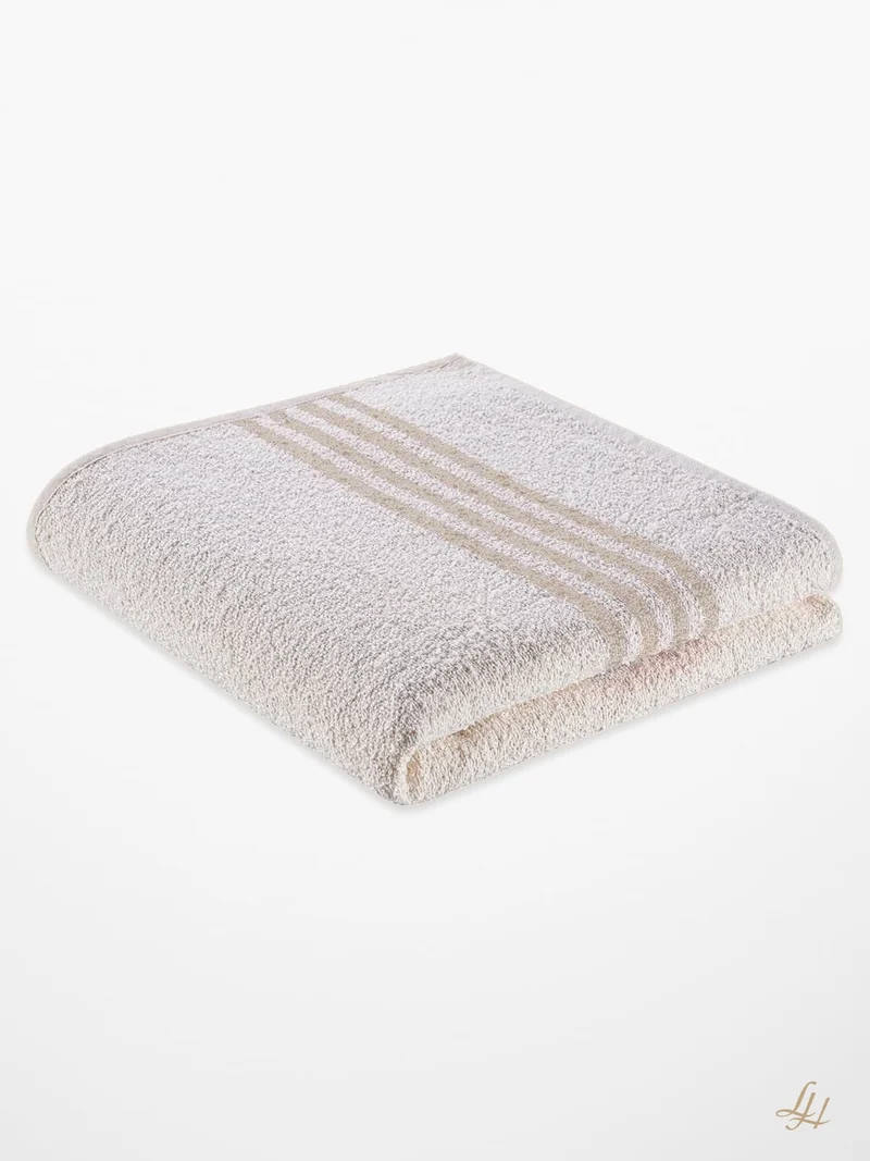 Saunatuch XL aus Leinenfrotté-Cremeweiß mit Farbstreifen