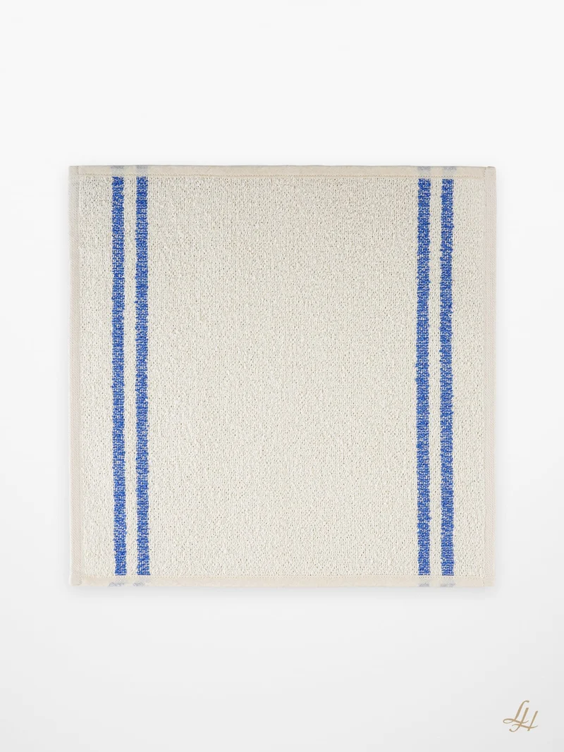 Waschlappen aus Leinenfrotté-Cremeweiß mit Farbstreifen