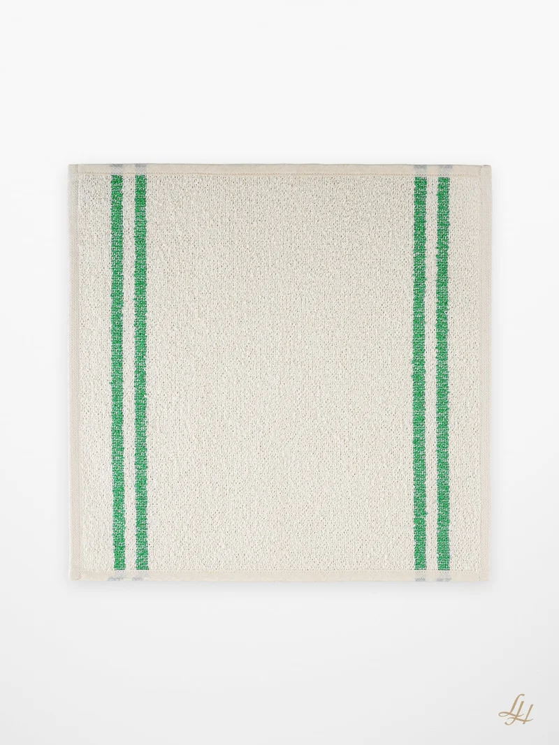 Waschlappen aus Leinenfrotté-Cremeweiß mit Farbstreifen