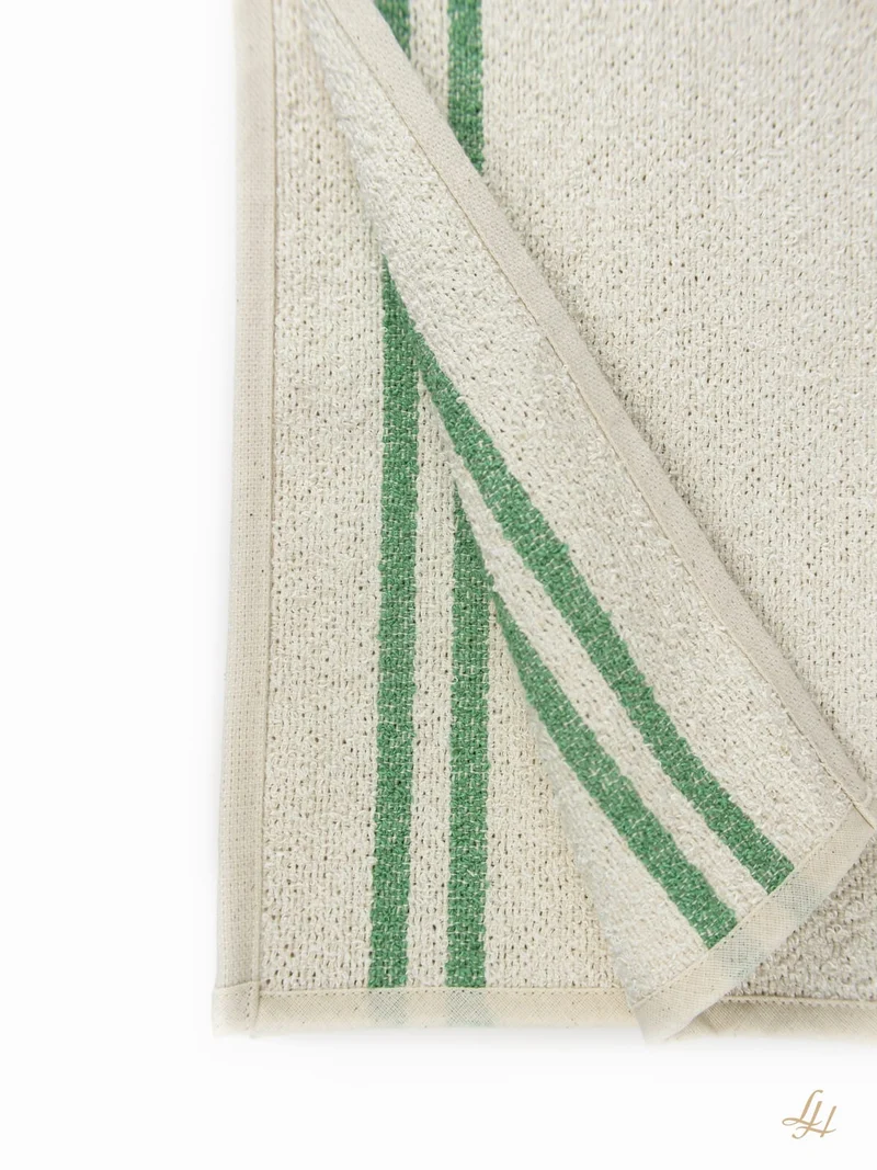 Waschlappen aus Leinenfrotté-Cremeweiß mit Farbstreifen