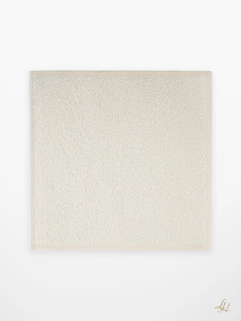 Waschlappen aus Leinenfrotté-Cremeweiß mit Farbstreifen