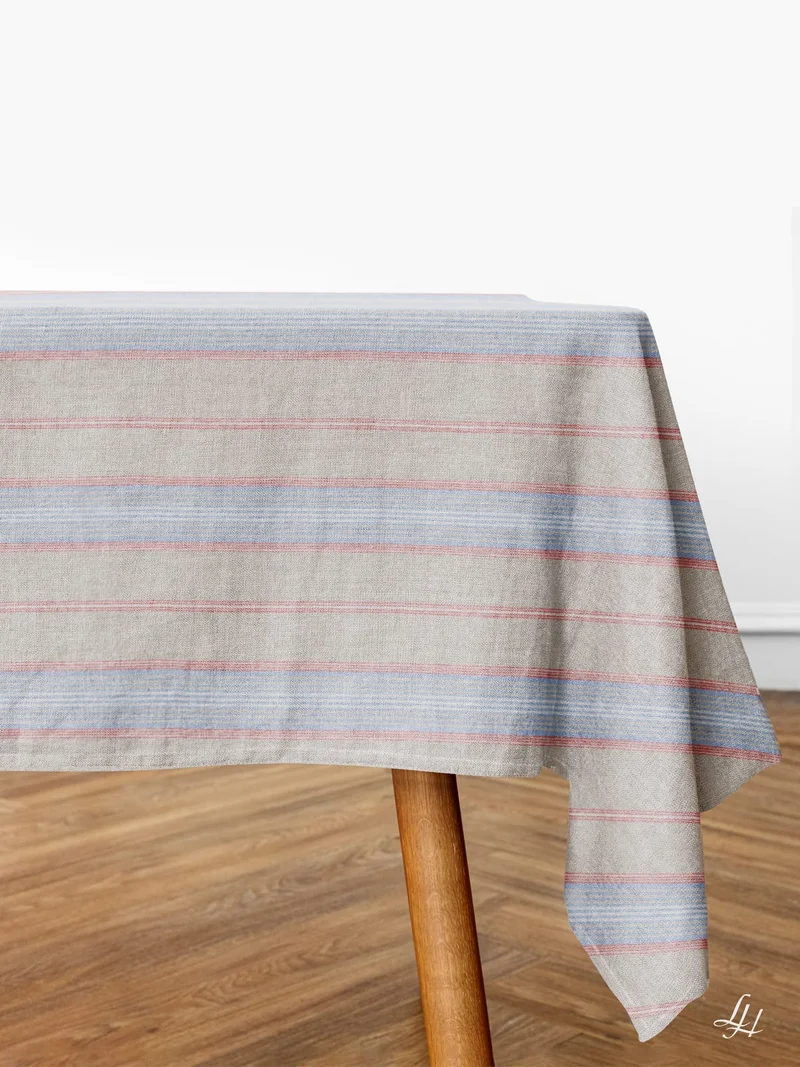 Leinen Tischdecke Blockstreifen