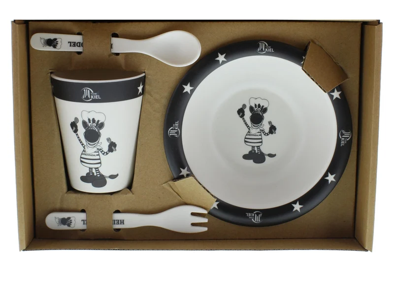 Geschirr-Set Kids 4-teilig weiß-schwarz