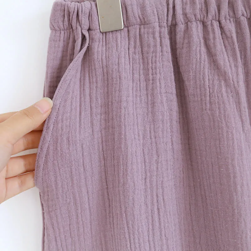 Doppellagiges Pyjama-Set aus Baumwollgaze mit Revers