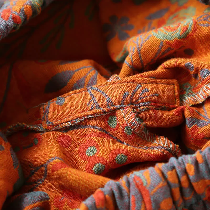Vintage Loungewear-Set aus Baumwolle mit Blattmotiv und Revers