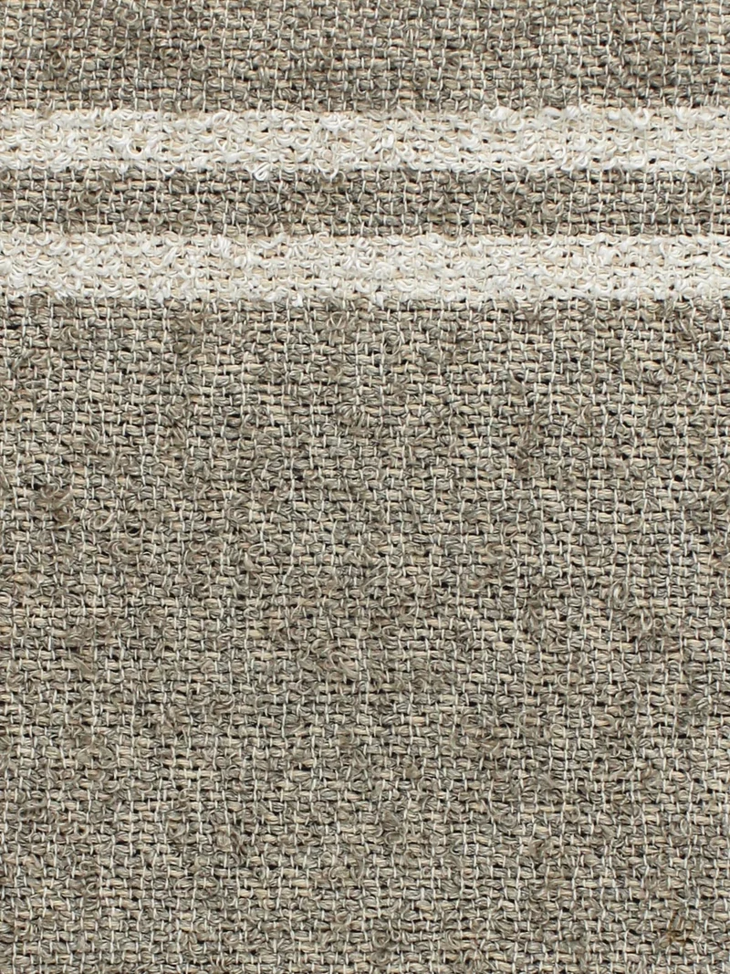 Waschhandschuh aus Leinenfrotté-Natur mit Streifen Rohweiß