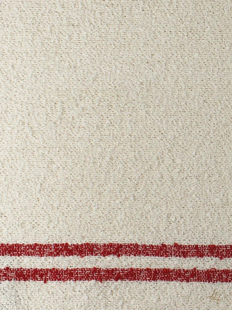 Gästehandtuch aus Leinenfrotté-Cremeweiß mit Farbstreifen