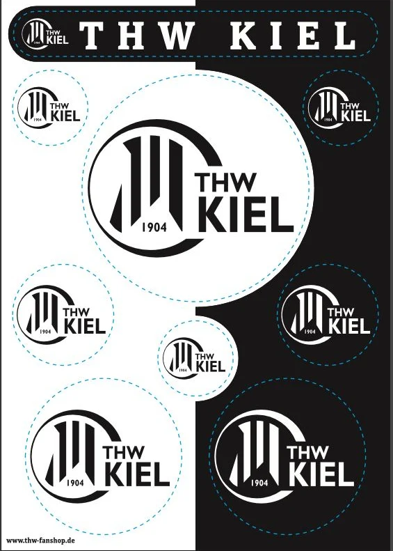 Aufkleberkarte THW Kiel Logo schwarz-weiß