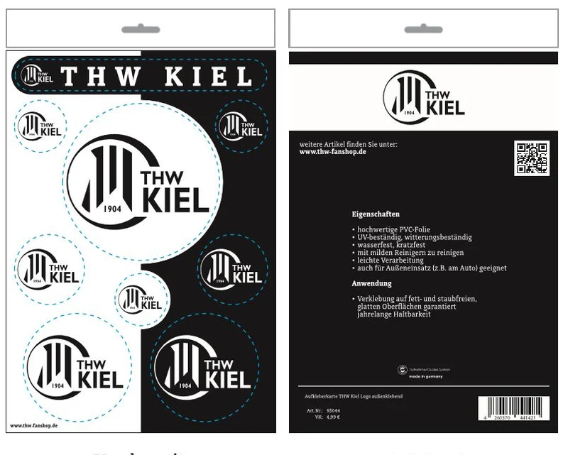 Aufkleberkarte THW Kiel Logo schwarz-weiß
