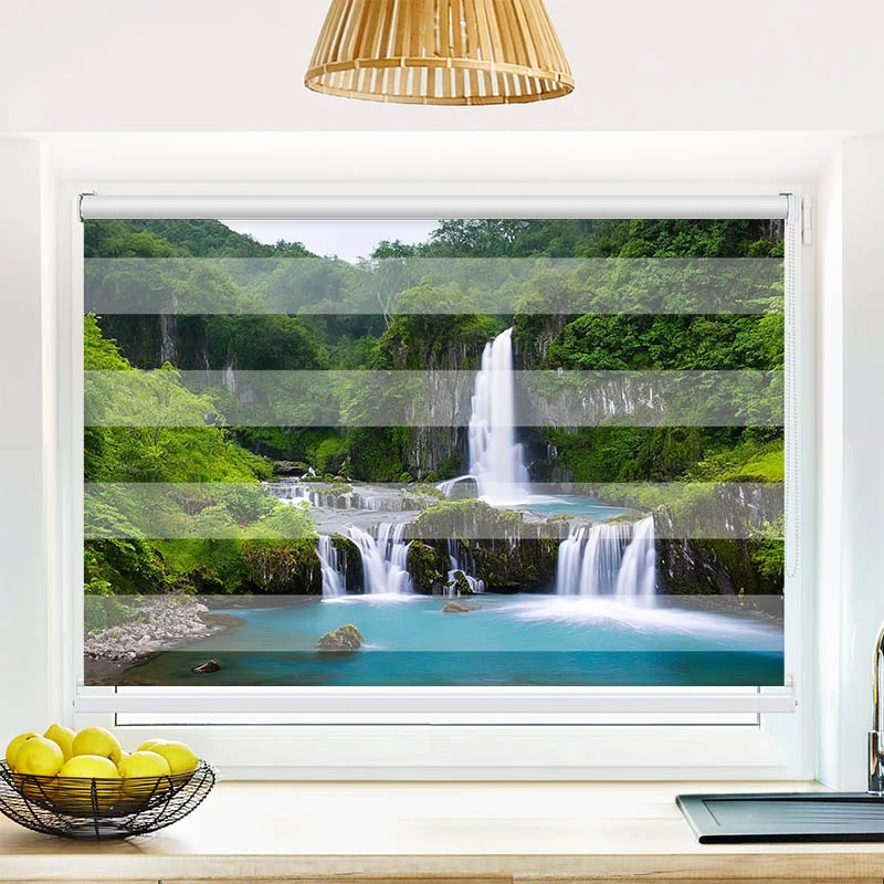 Klemmfix Doppelrollo "Wasserfall im Wald" | Klemm Doppelrollo