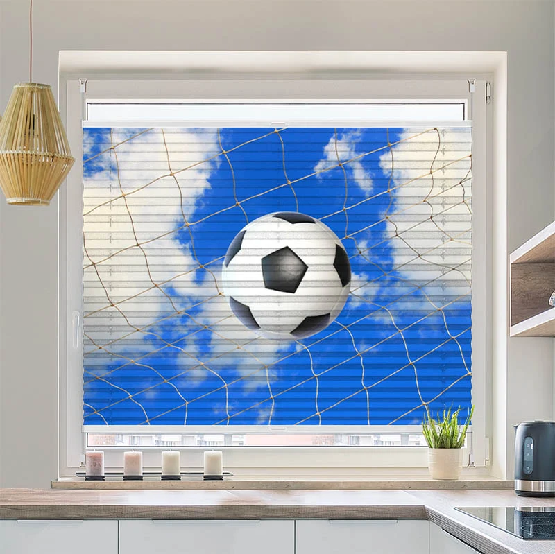 Wabenplissee Motiv "Fussball im Netz"