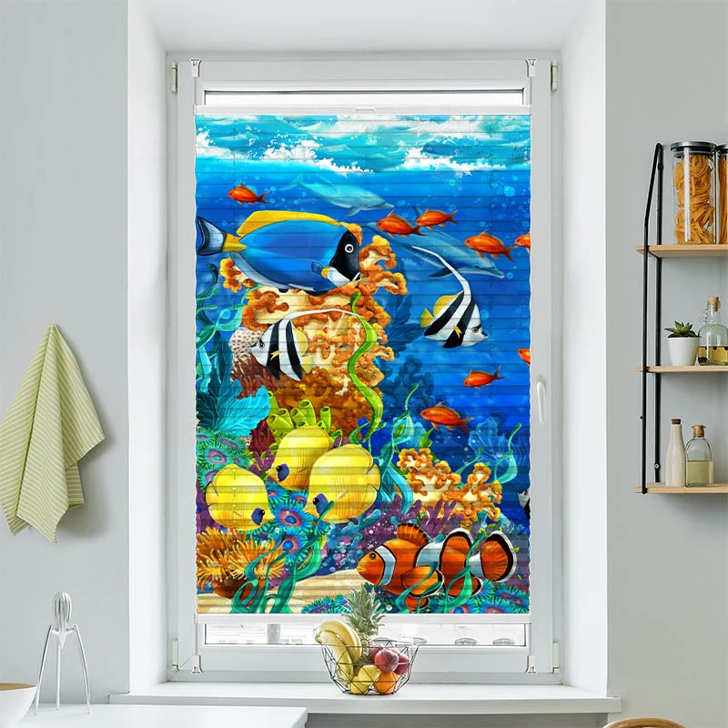 Wabenplissee Motiv "Fische Comic"