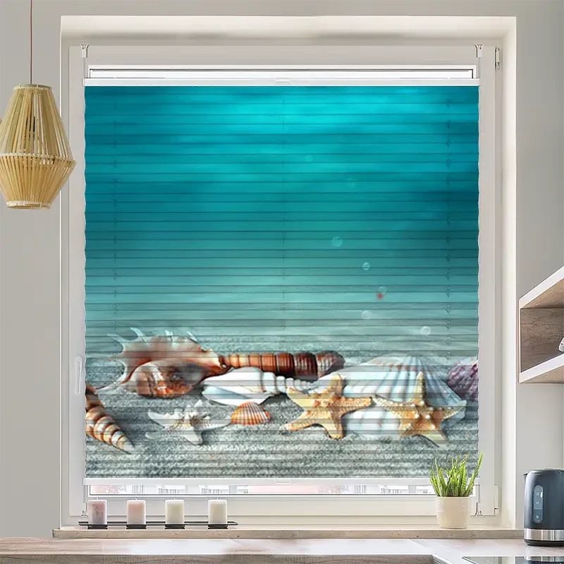 Wabenplissee Motiv "Muschel und Seestern am Strand"