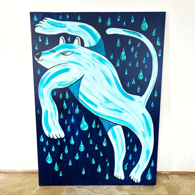 I den tidlige morgen mens regnen falder - 140x100 cm