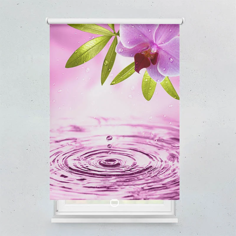 Springrollo Motiv "Pinke Orchidee mit Wassertropfen"