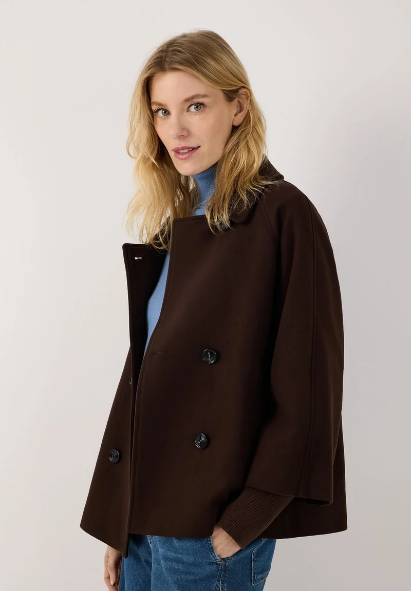 Zweireihige Wollflausch-Jacke