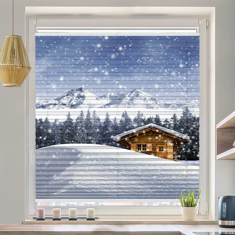 Wabenplissee Motiv "Schneehuette Winter"