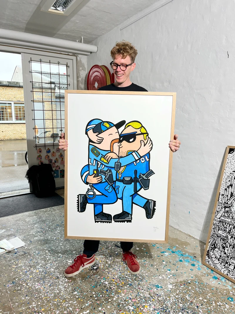 Kissing Cops - 100x70 cm 👮‍♂️