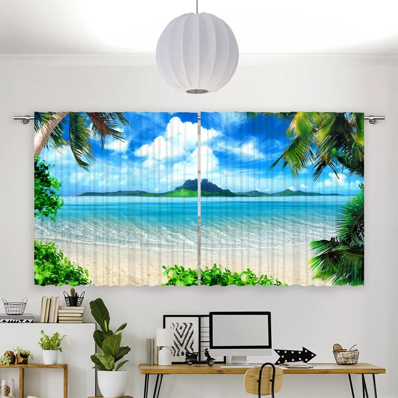 Vorhang Motiv "Palmen Insel Meer"