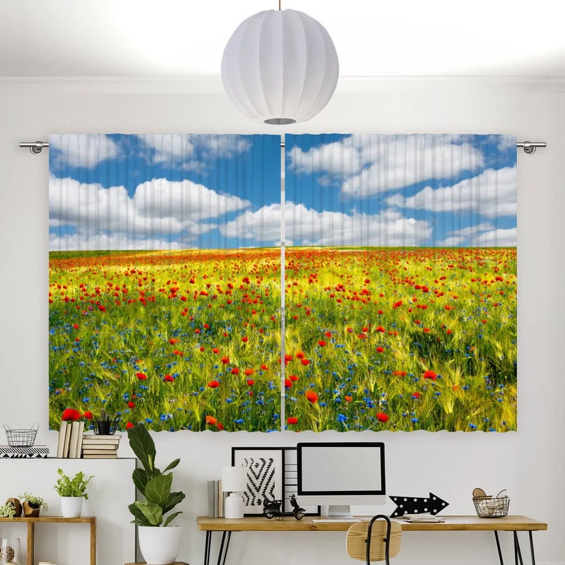 Vorhang Motiv "Kornfeld Mohnblumen Feld"