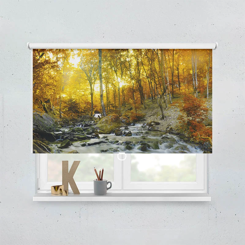 Springrollo Motiv "Herbstwald Fluss"