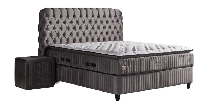 BSS FLUFFY Boxspringbett Set| Matratze H3 | Box und Kopfteil
