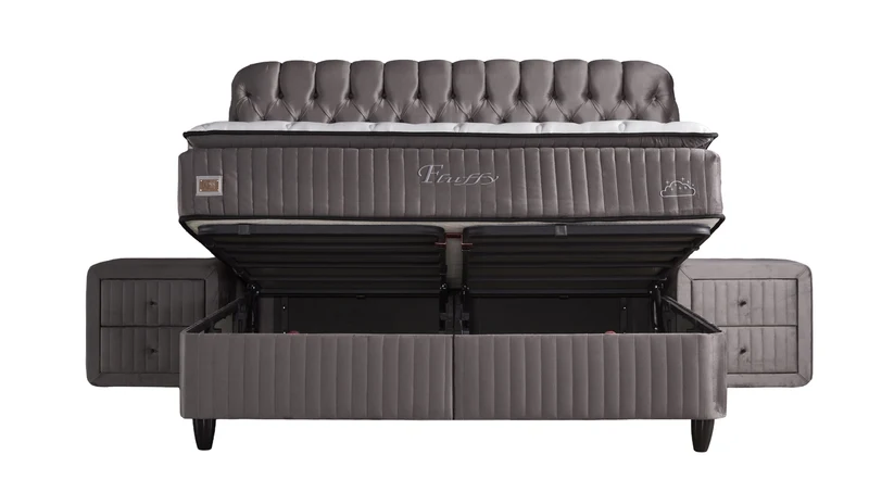 BSS FLUFFY Boxspringbett Set| Matratze H3 | Box und Kopfteil